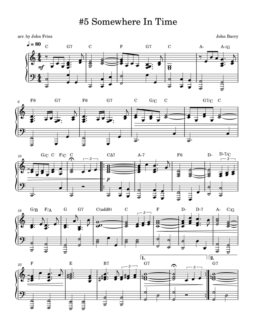 Somewhere In Time Piano Solo scores gallery preview page 1