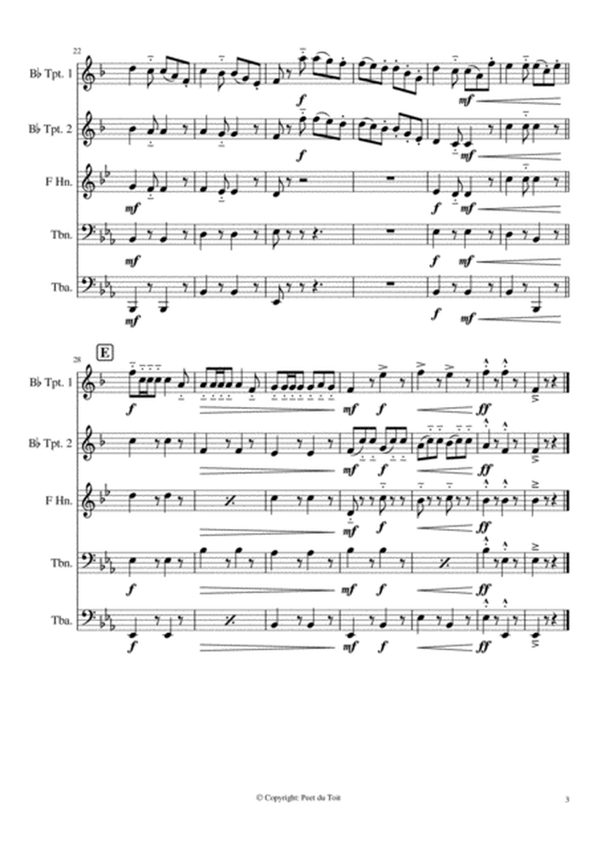 Jägerchor aus Das Nachtlager von Granada - C Kreutzer, Bearb.B Kutsch (Brass Quintet) image number null