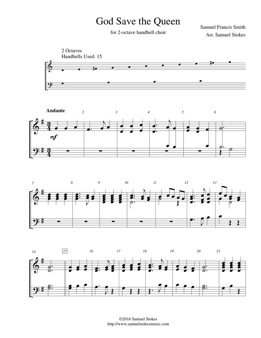 God Save the Queen - for 2-octave handbell choir