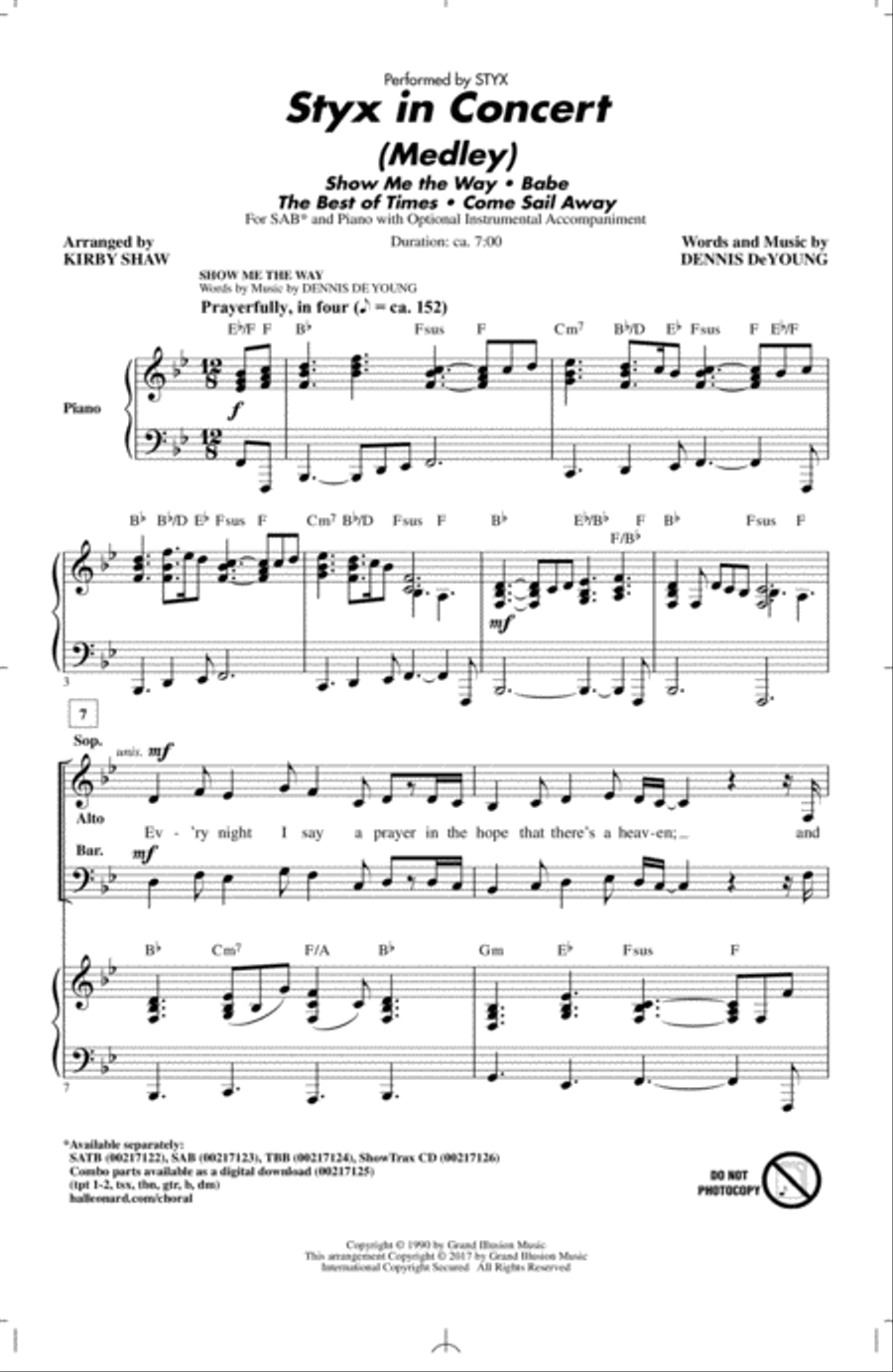 Styx In Concert (Medley) 3-Part scores gallery preview page 1
