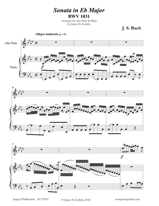 Book cover for BACH: Sonata in Eb BWV 1031 for Alto Flute & Piano