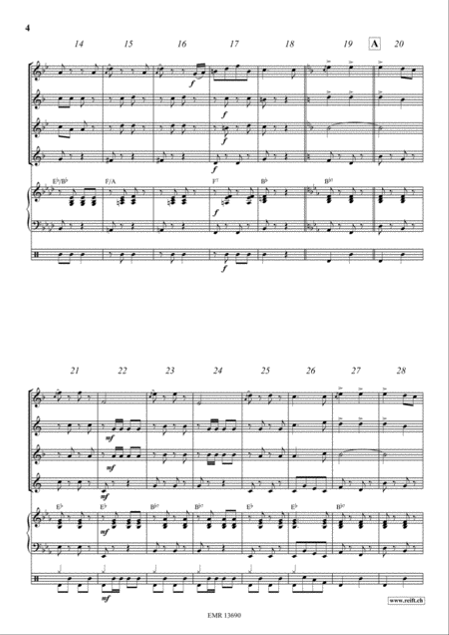 Tritsch-Tratsch Polka Saxophone Quartet scores gallery preview page 4