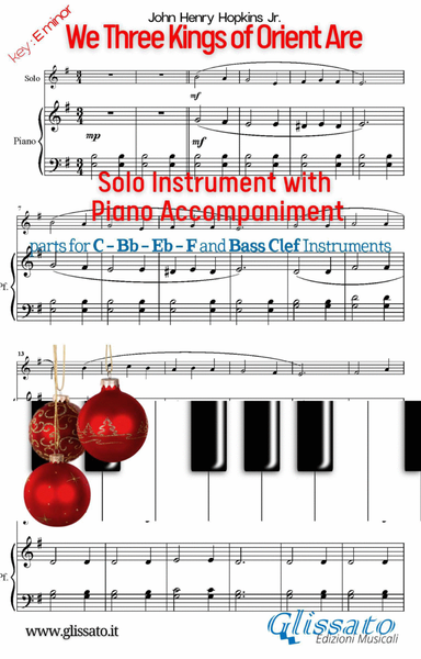 We Three Kings of Orient Are - Solo with easy Piano acc. (key Em) image number null