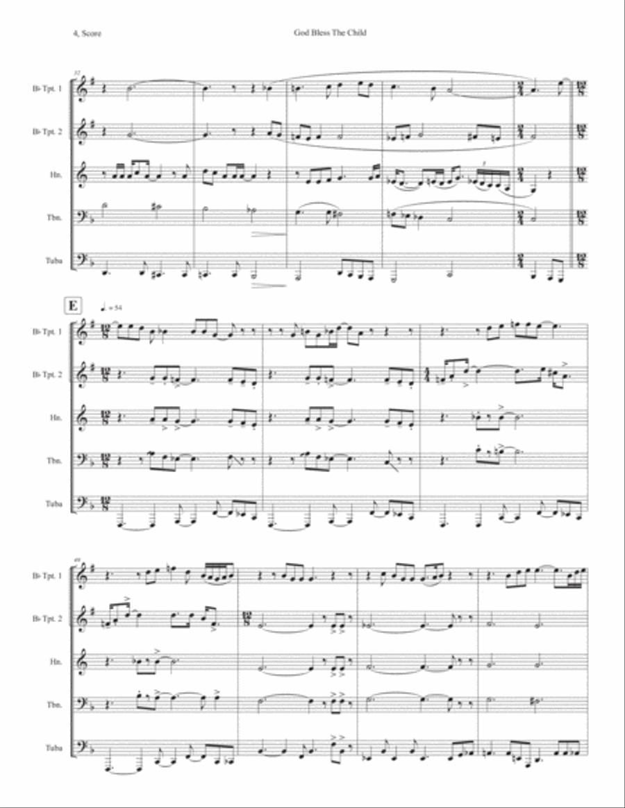 God Bless' The Child Horn scores gallery preview page 4