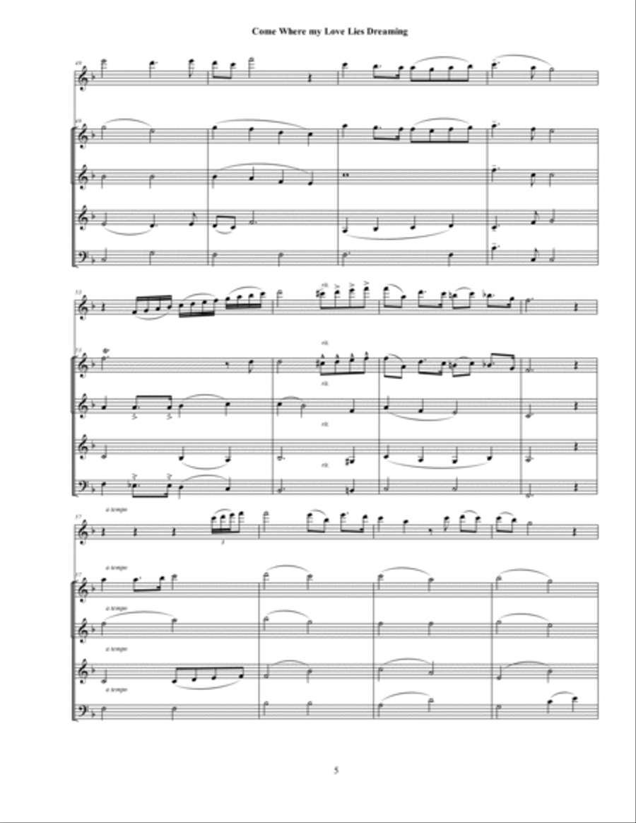 Come Where My Love Lies Dreaming Small Ensemble scores gallery preview page 5