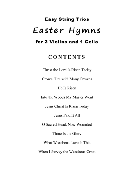 Easy String Trios: Easter Hymns (A Collection of 10 Easy Trios for 2 Violins and 1 Cello) image number null