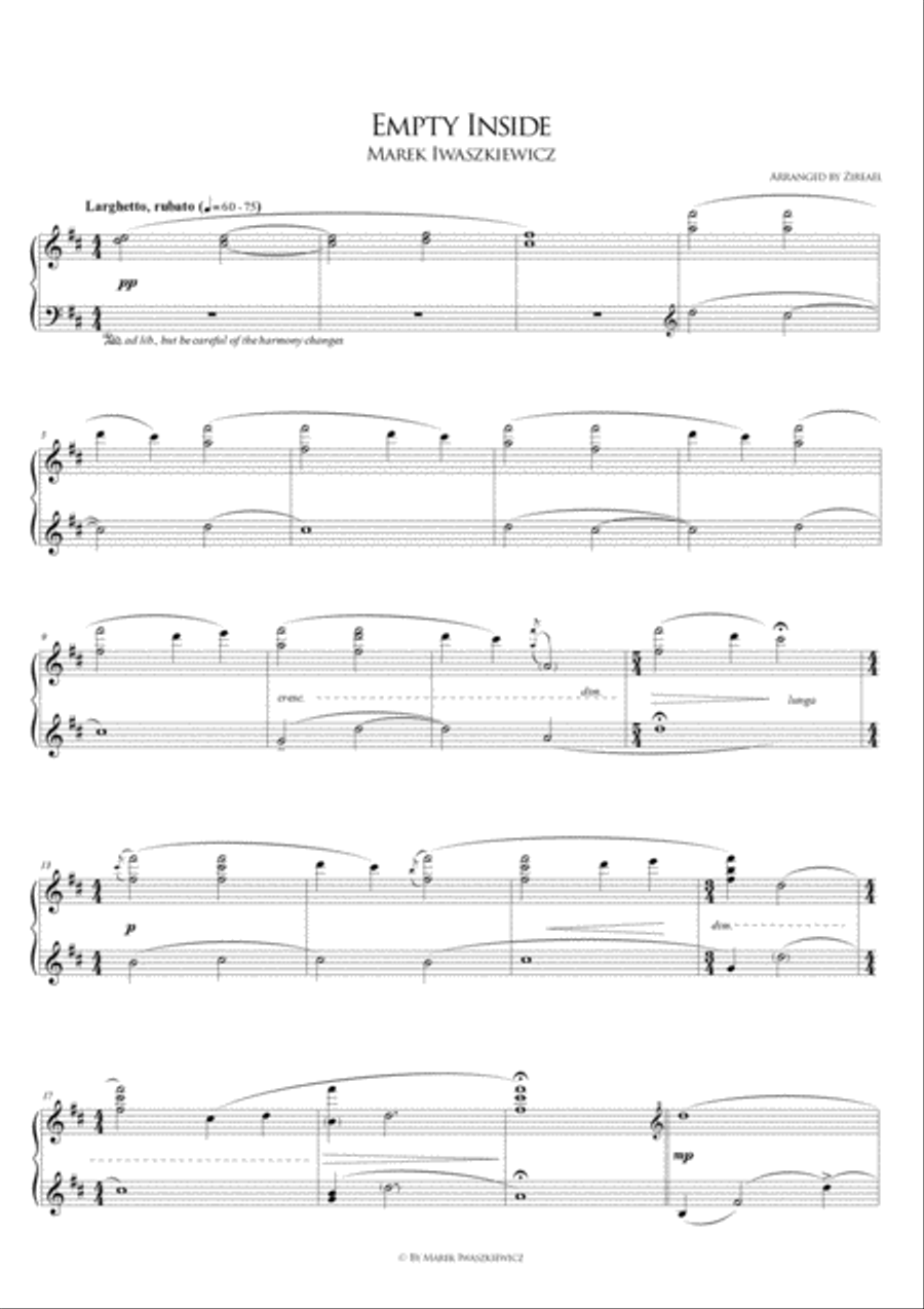 Marek Iwaszkiewicz - Empty Inside Piano Solo scores gallery preview page 1