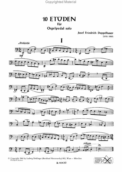 10 Etuden fur Orgelpedal solo