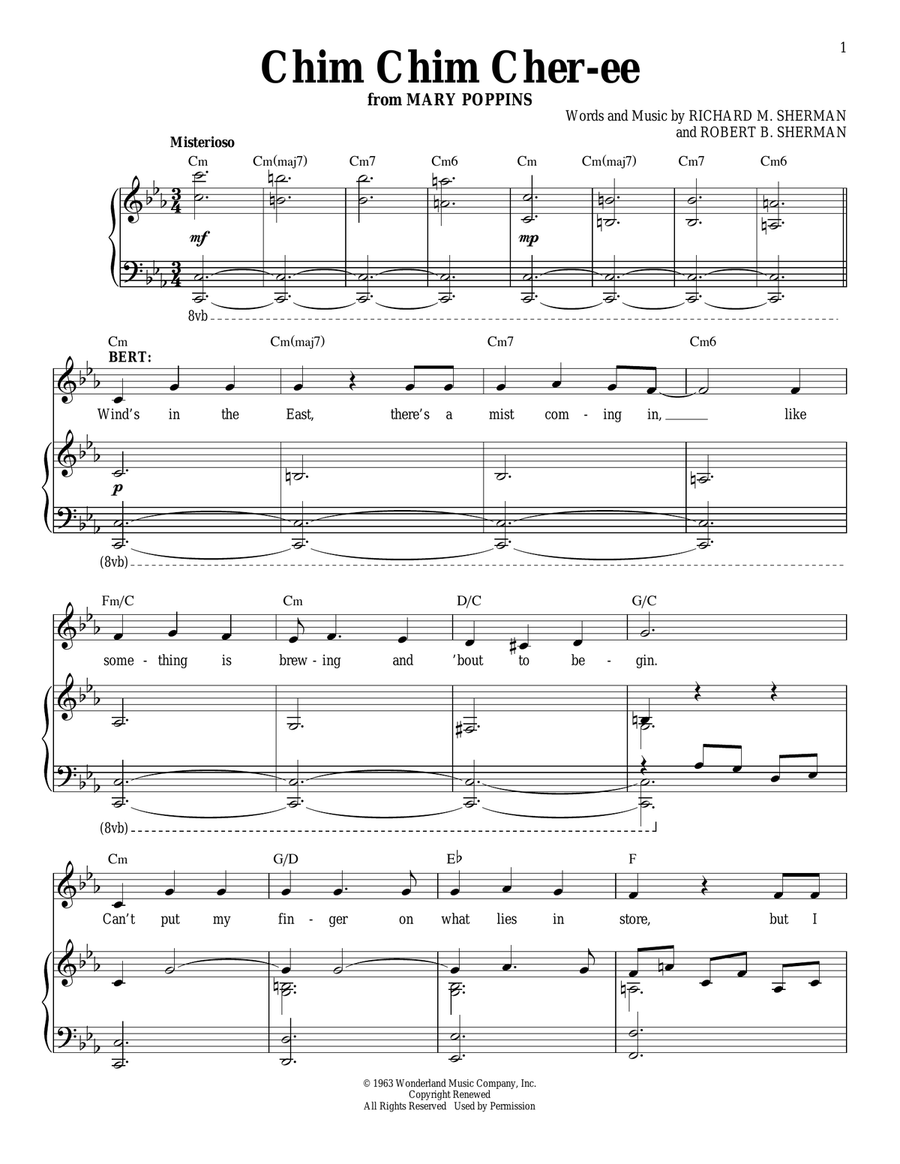 Chim Chim Cher-ee (from Mary Poppins: The Musical) Voice scores gallery preview page 1