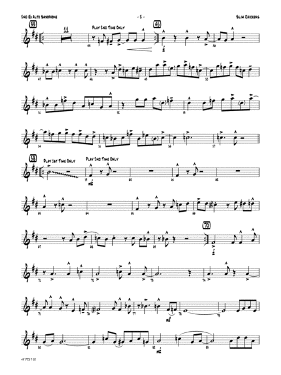 Slim Chickens: 2nd E-flat Alto Saxophone Jazz Ensemble scores gallery preview page 2