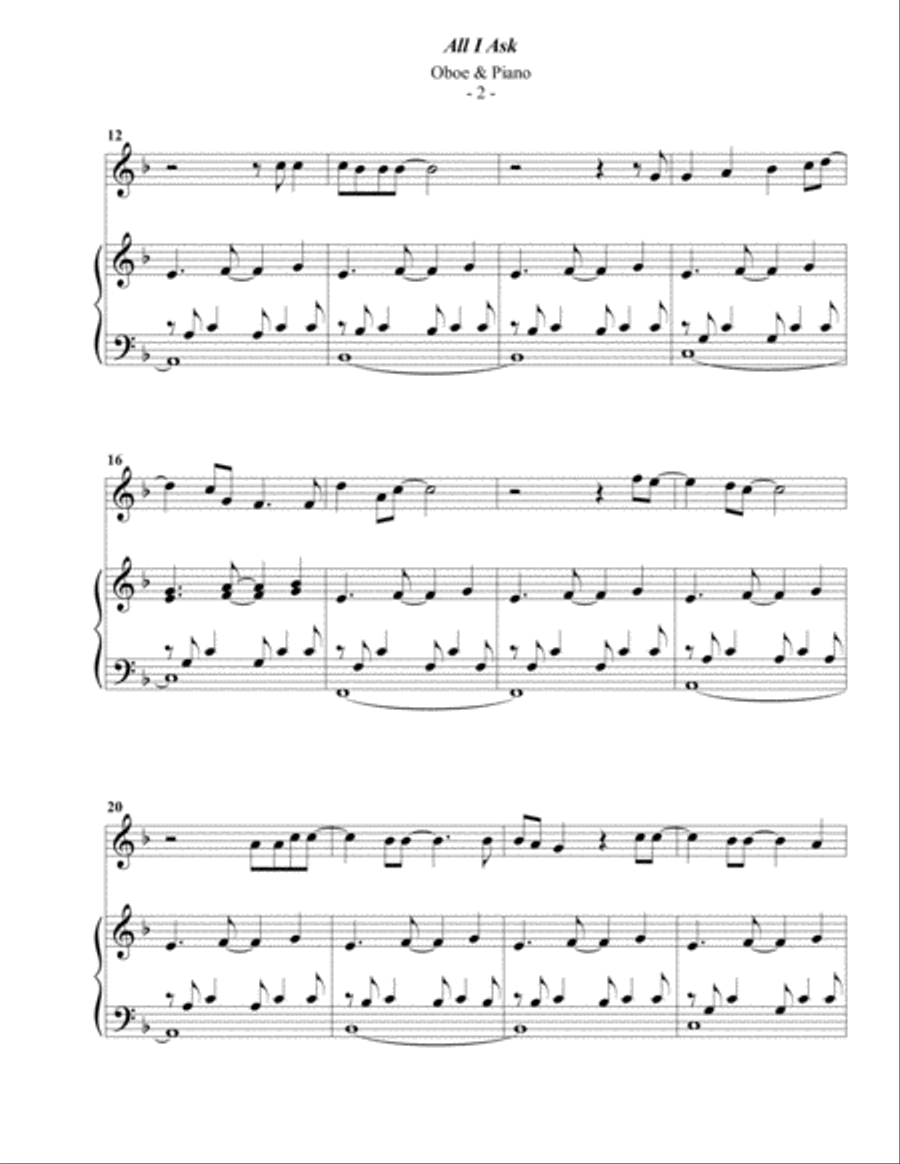 All I Ask Piano scores gallery preview page 2