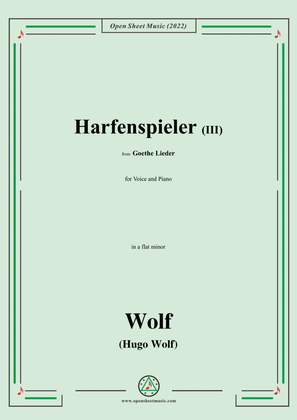 Book cover for Wolf-Harfenspieler III,in a flat minor,IHW10 No.3