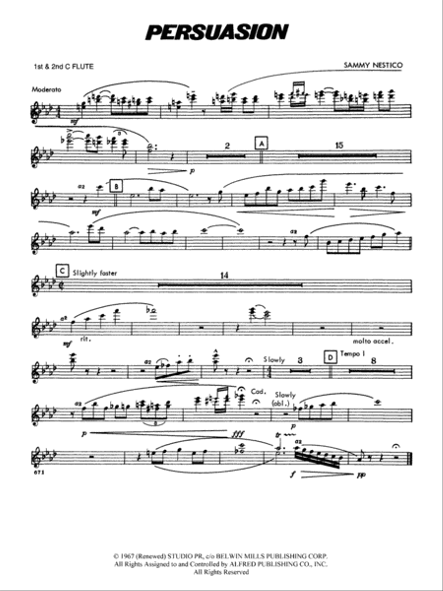 Persuasion: 1st & 2nd Flute Concert Band scores gallery preview page 1