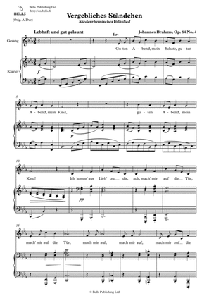 Book cover for Vergebliches Standchen, Op. 84 No. 4 (E-flat Major)