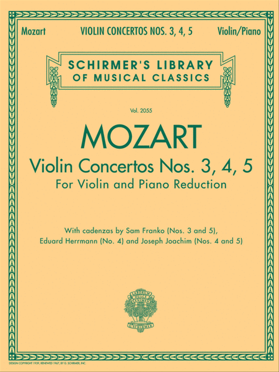 Violin Concertos Nos. 3, 4, 5 Violin Solo scores gallery preview page 1