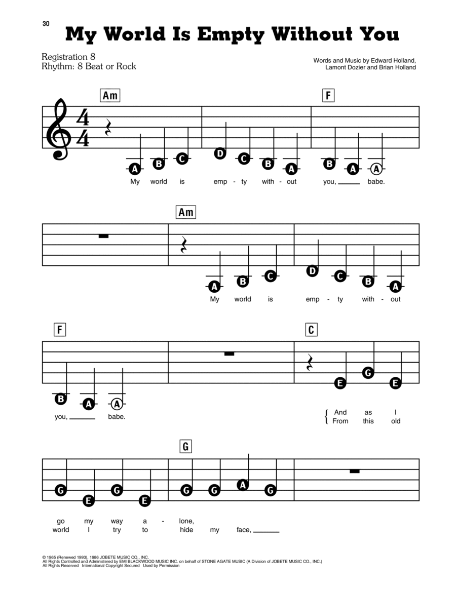 My World Is Empty Without You Electronic Keyboard scores gallery preview page 1