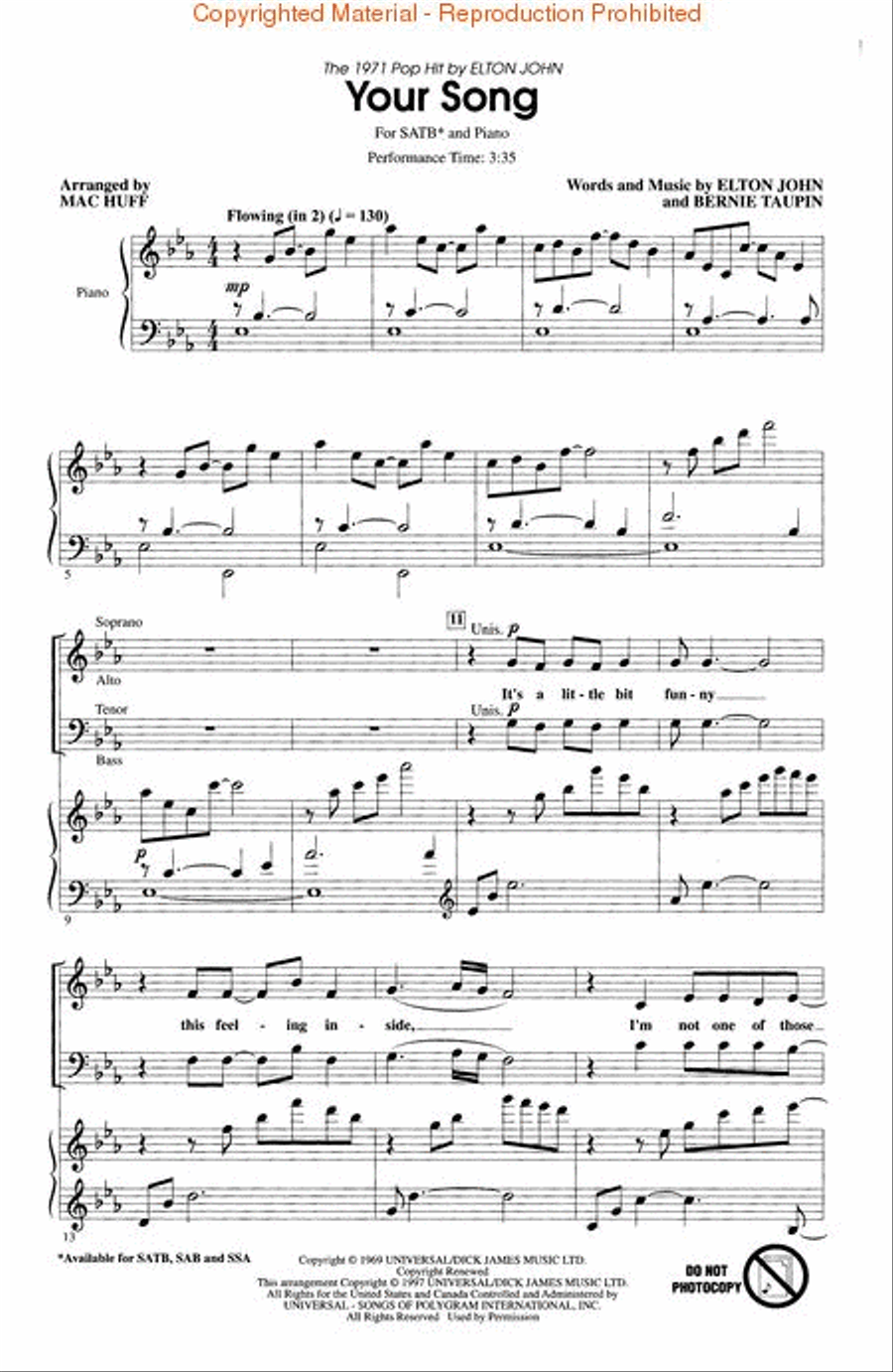 Your Song Your Song 4-Part scores gallery preview page 2