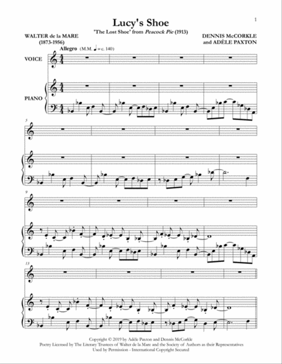 Lucy's Shoe ( or 'The Lost Shoe' ) - An Original Song Setting of Walter de la Mare's Poetry for VOIC Small Ensemble scores gallery preview page 5