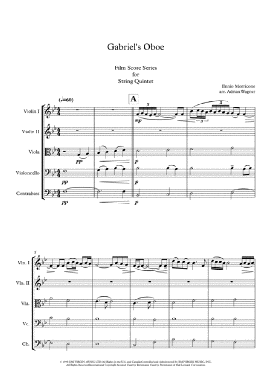 Gabriel's Oboe Gabriel's Oboe String Quintet scores gallery preview page 3