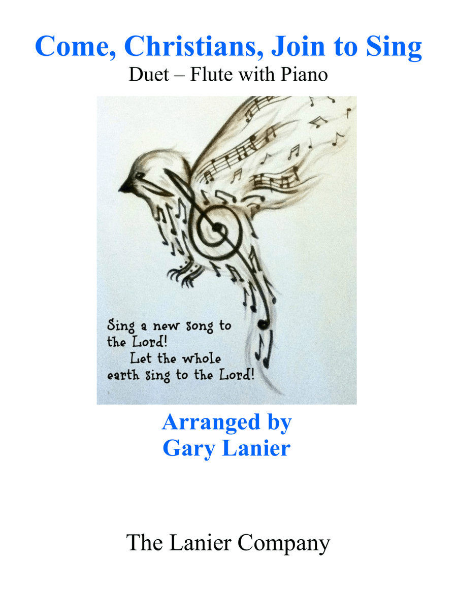 Gary Lanier: COME, CHRISTIANS, JOIN TO SING (Duet – Flute & Piano with Parts) Woodwind Duet scores gallery preview page 1