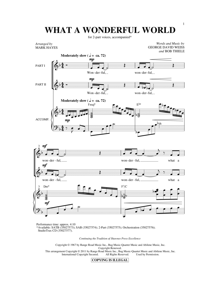 What A Wonderful World 2-Part scores gallery preview page 1