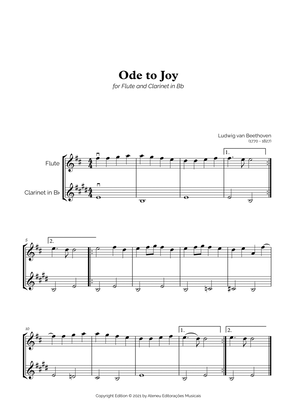 Ode to Joy for Easy Flute and Clarinet in Bb Duet