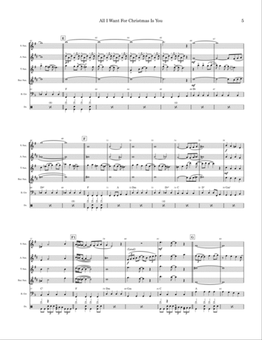 All I Want For Christmas Is You Saxophone Quartet scores gallery preview page 5