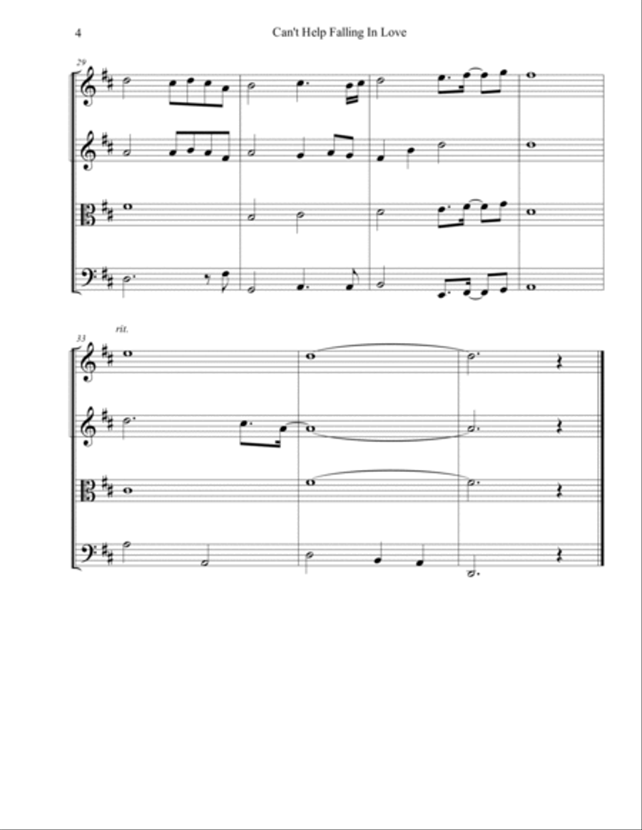 Can't Help Falling In Love String Quartet scores gallery preview page 4