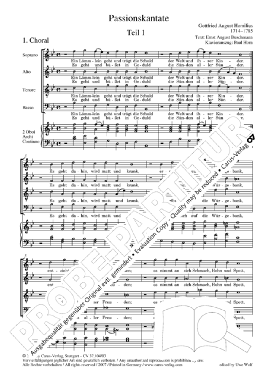 Ein Lammlein geht und tragt die Schuld 4-Part scores gallery preview page 7