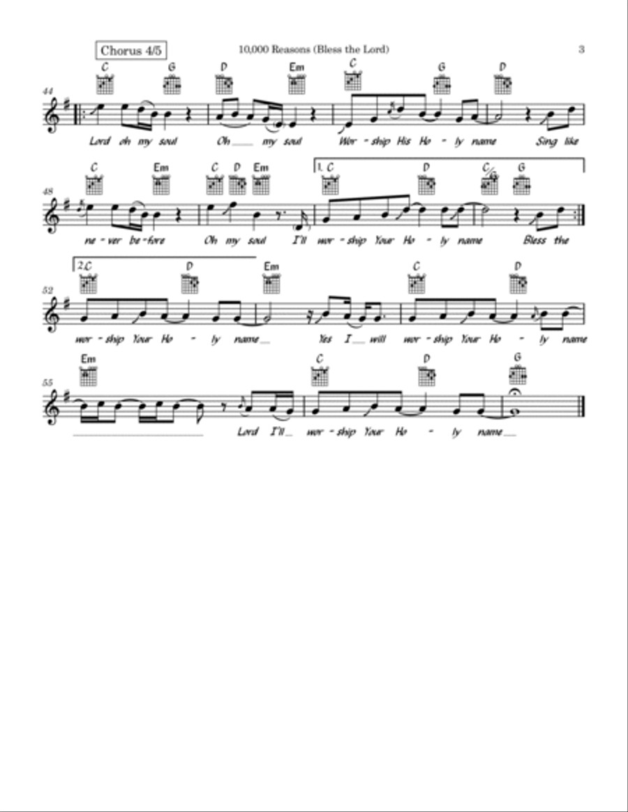 10,000 Reasons (bless The Lord) Guitar scores gallery preview page 3