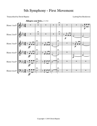 Fifth Symphony - First Movement for Horn Sextet