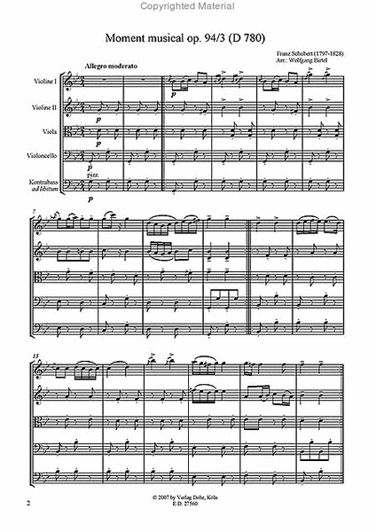Moment musical op. 94/3 D 780 (für Streichquartett)