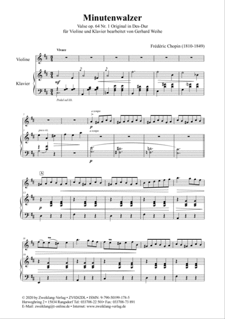 Minutenwalzer op. 64 Nr. 1 Violin Solo scores gallery preview page 2