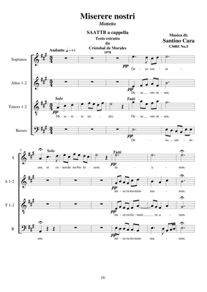 Miserere nostri - Motet for Choir SAATTB a cappella
