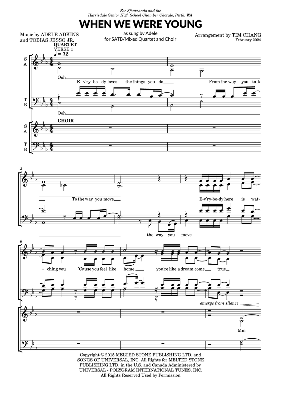 When We Were Young When We Were Young 4-Part scores gallery preview page 1