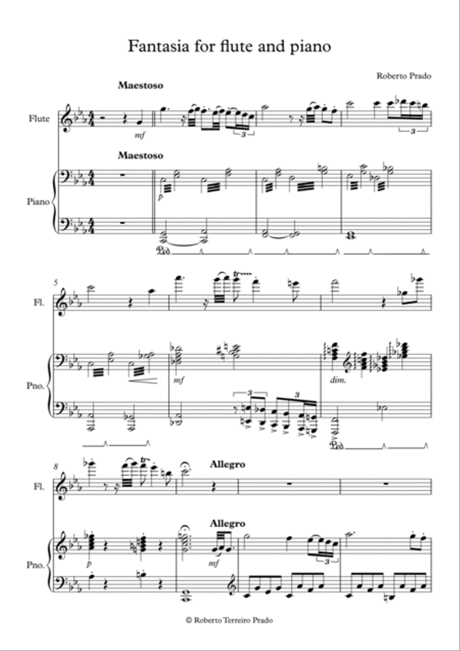 Fantasia for flute and piano Flute Solo scores gallery preview page 2