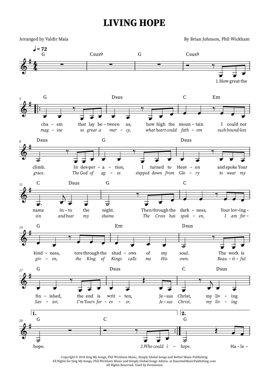 Living Hope Easy Piano scores gallery preview page 1