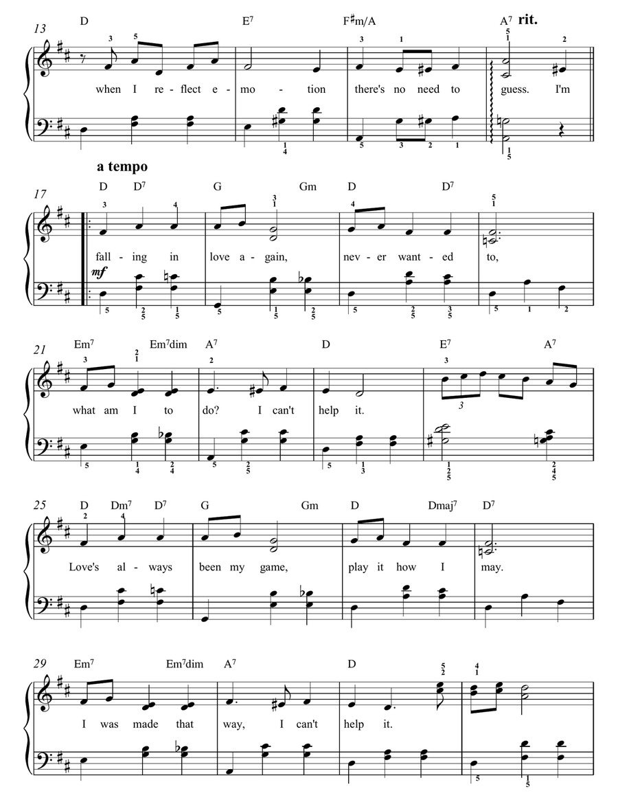 Falling In Love Again Piano Solo scores gallery preview page 2