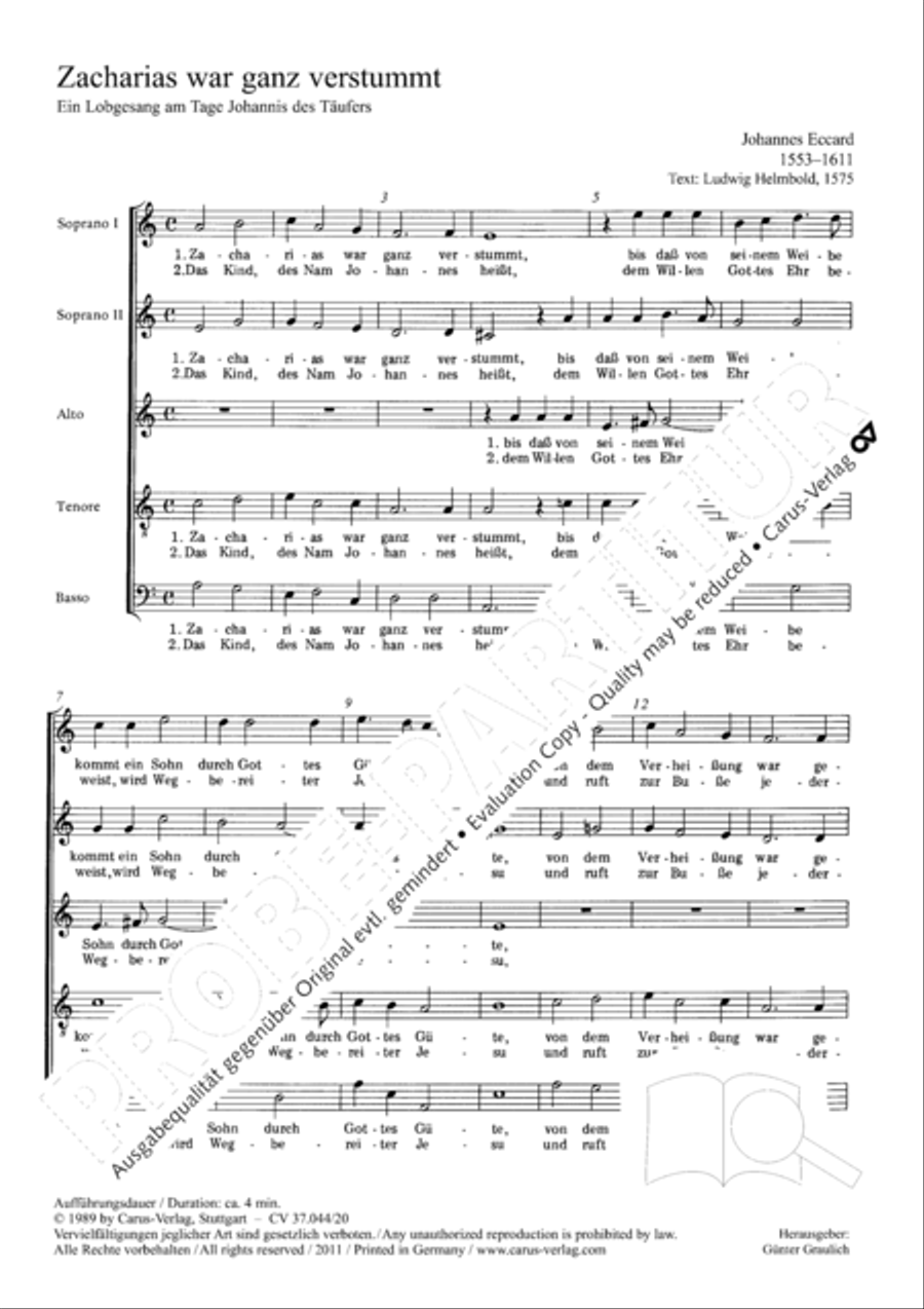 Der Zacharias ganz verstummt SSATB scores gallery preview page 2