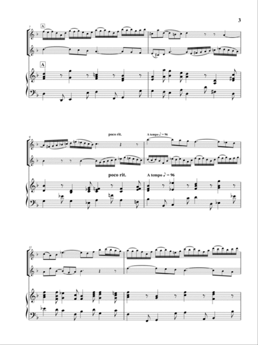 J. S. Bach: Largo from Double Violin Concerto in D minor (for 2 violins and Piano Accompaniment) String Duet scores gallery preview page 4