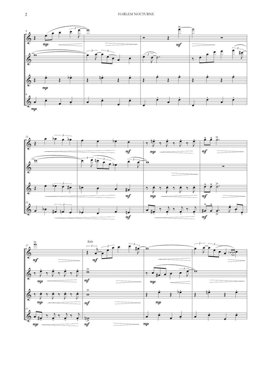 Harlem Nocturne Woodwind Quartet scores gallery preview page 3