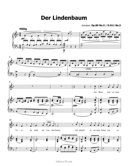 Der Lindenbaum, by Schubert, Op.89 No.5, in F Major
