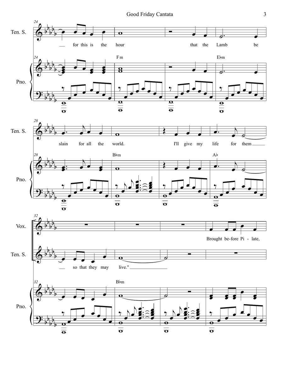 Good Friday Cantata (Tenor Solo with additional Vocal solo) Tenor Voice scores gallery preview page 3
