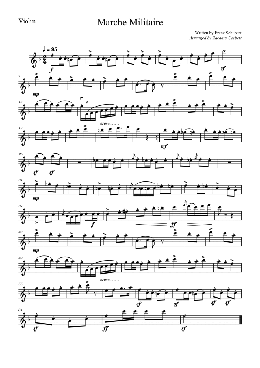 Marche Militaire Violin Solo scores gallery preview page 1