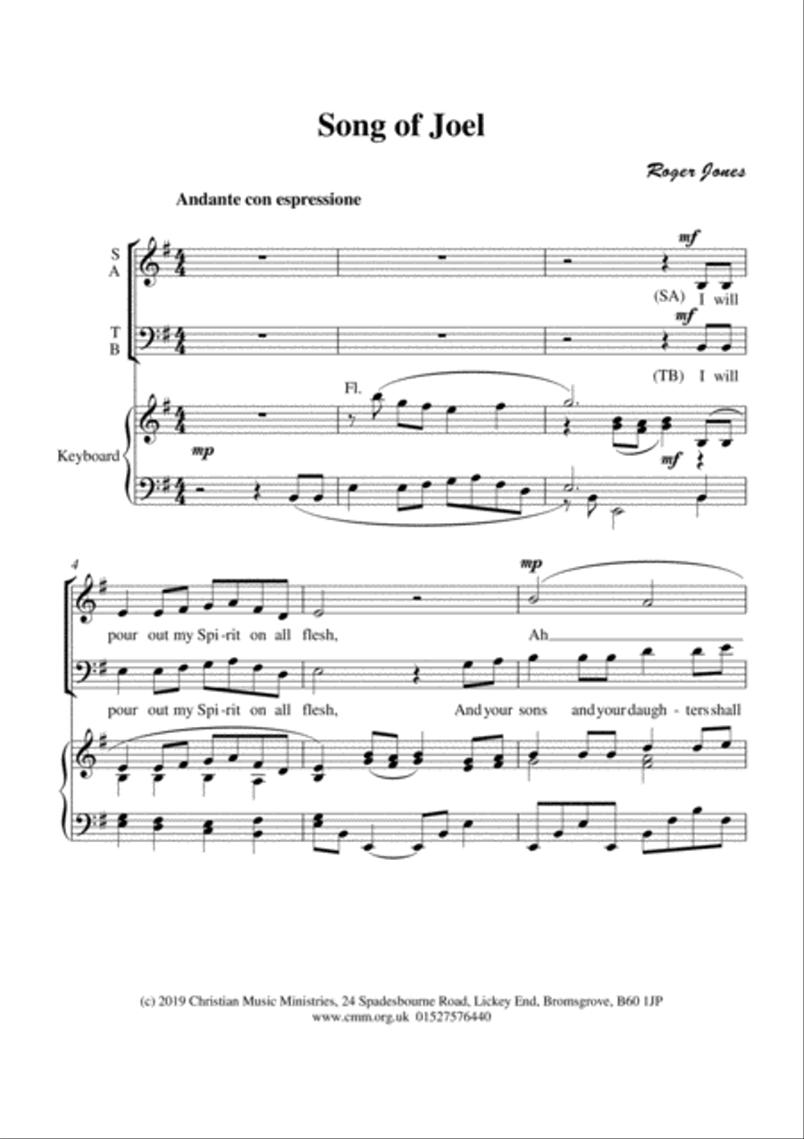 Song of Joel (I will pour out my Spirit on all flesh) 4-Part scores gallery preview page 2