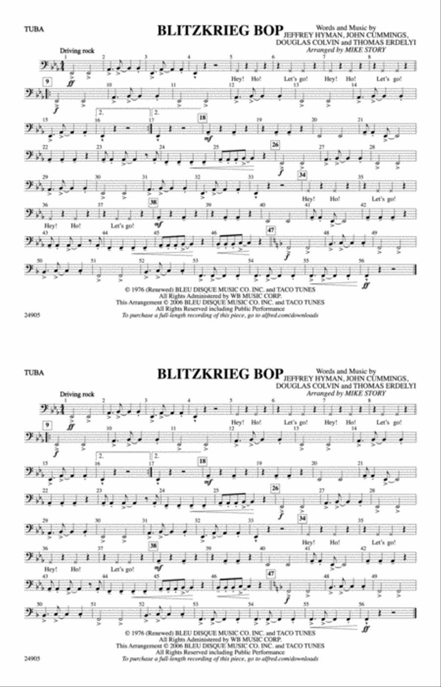 Blitzkrieg Bop: Tuba Blitzkrieg Bop: Tuba Marching Band scores gallery preview page 1
