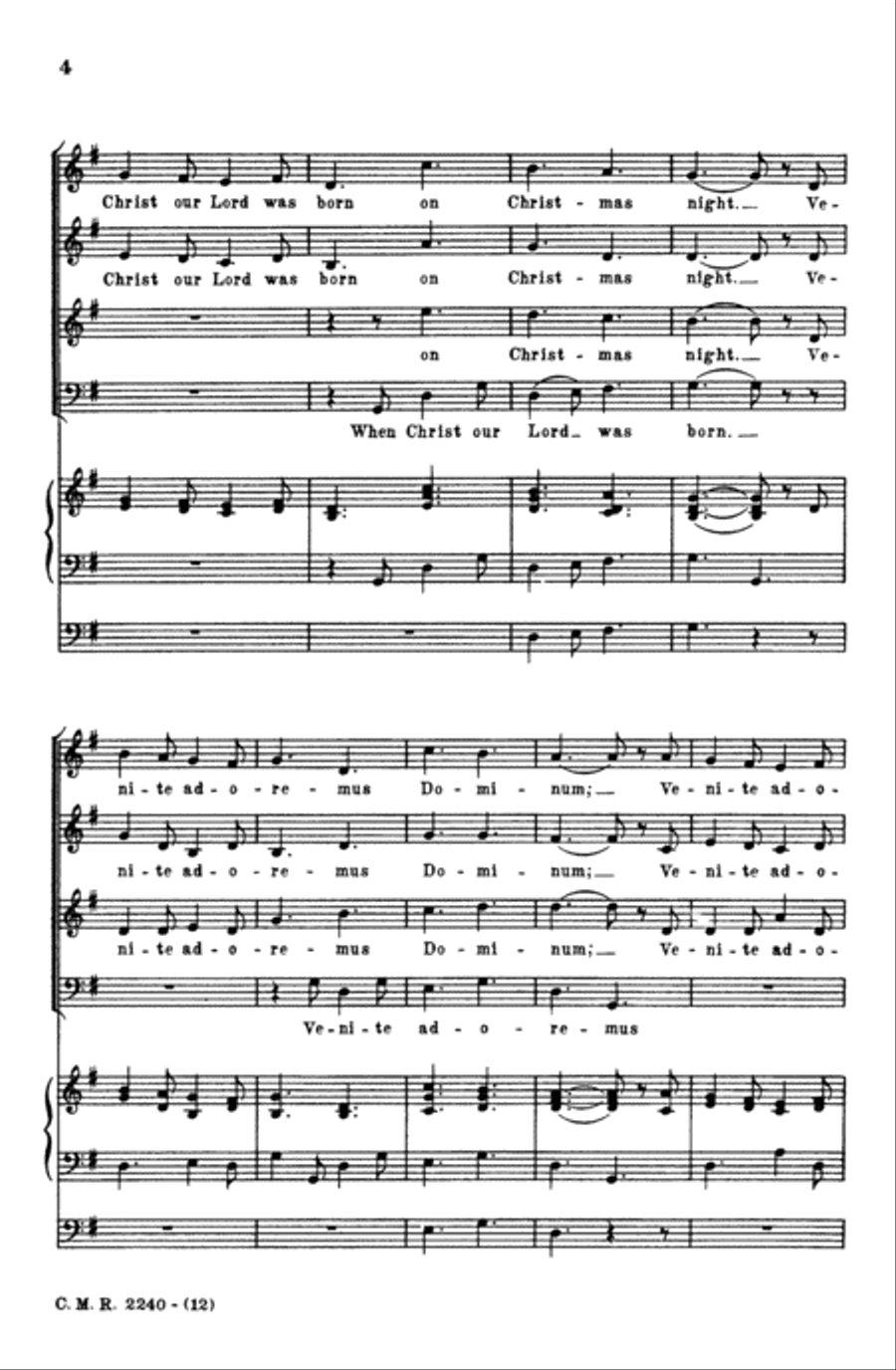 The Snow Lay on the Ground (Venite Adoremus) 4-Part scores gallery preview page 4