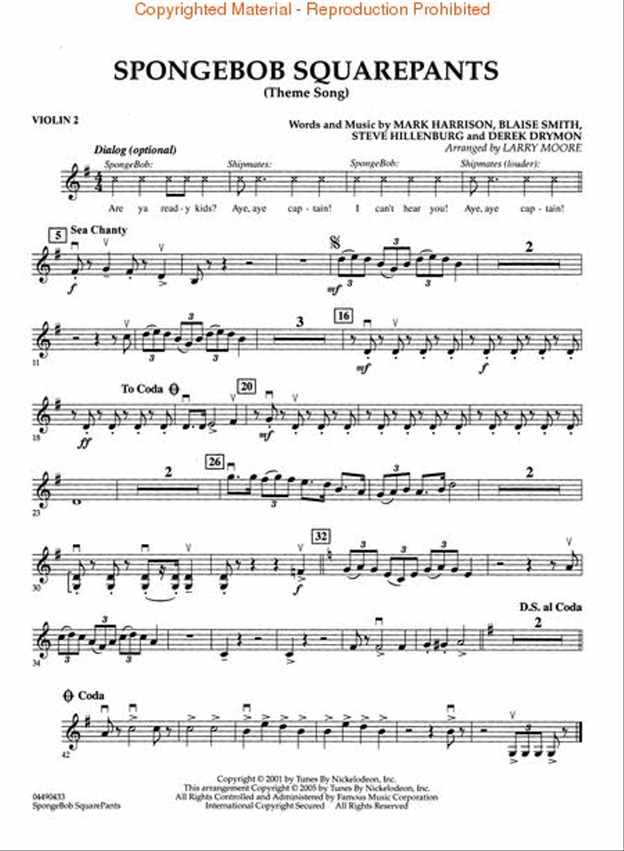 SpongeBob SquarePants (Theme Song) String Quartet scores gallery preview page 4