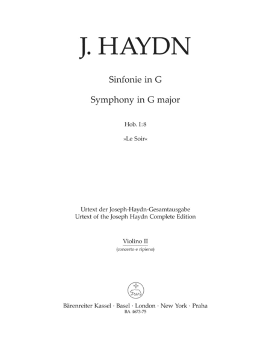 Symphony, No. 8 G major Hob.I:8 'Le Soir' Violin scores gallery preview page 1