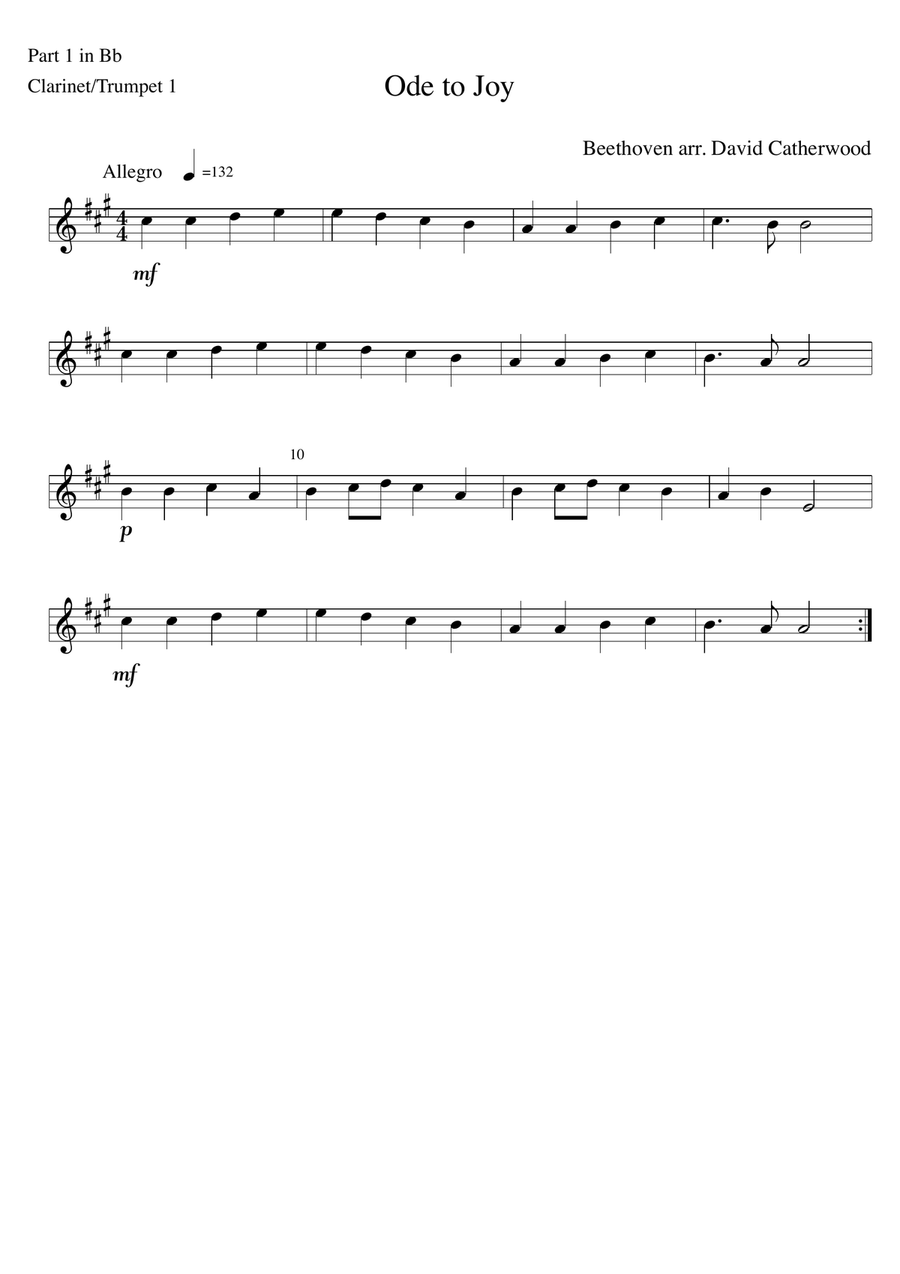 Ode to Joy by Beethoven (arranged for flexible ensemble by David Catherwood) Concert Band scores gallery preview page 4